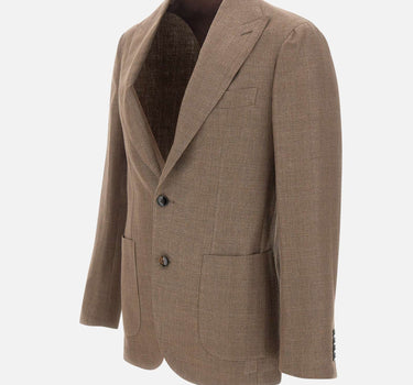 BARBA Blazer in lino, lana e seta BEIGE Uomo 