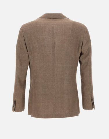 BARBA Blazer in lino, lana e seta BEIGE Uomo 