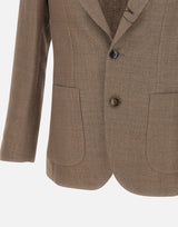 BARBA Blazer in lino, lana e seta BEIGE Uomo 