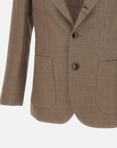 BARBA Blazer in lino, lana e seta BEIGE Uomo 