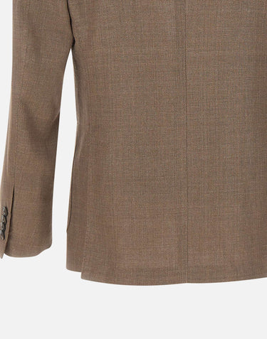BARBA Blazer in lino, lana e seta BEIGE Uomo 