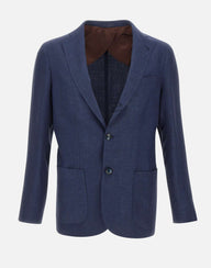 BARBA Blazer "Lello" in lino, lana e seta BLUE Uomo 