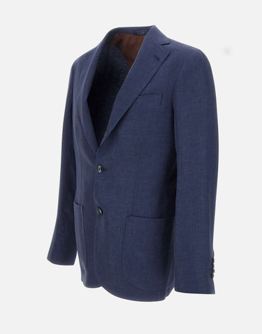 BARBA Blazer "Lello" in lino, lana e seta BLUE Uomo 