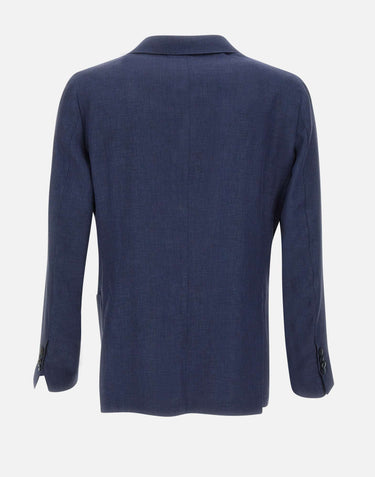 BARBA Blazer "Lello" in lino, lana e seta BLUE Uomo 