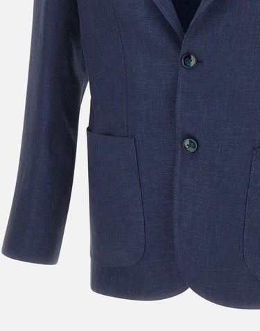 BARBA Blazer "Lello" in lino, lana e seta BLUE Uomo 