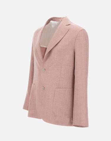 BARBA Blazer in lana, seta e lino Pink Uomo 