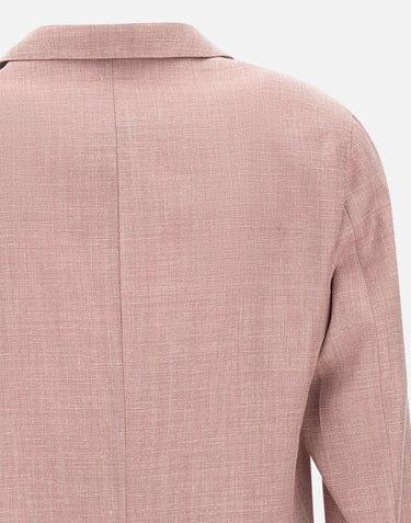 BARBA Blazer in lana, seta e lino Pink Uomo 