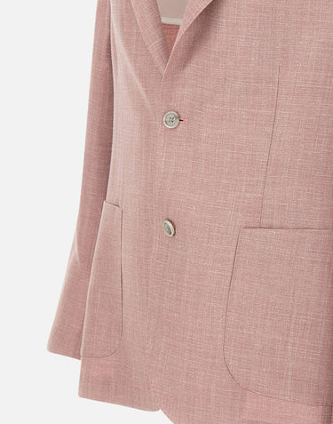 BARBA Blazer in lana, seta e lino Pink Uomo 