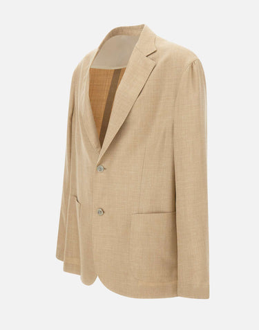 BARBA Blazer in lana, seta e lino BEIGE Uomo 