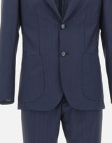 BARBA Completo in lana vergine gessato BLUE Uomo 