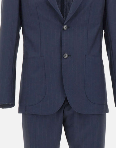 BARBA Completo in lana vergine gessato BLUE Uomo 