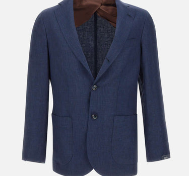 BARBA Blazer Jimmy in lino, lana e seta BLUE Uomo 