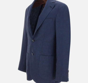BARBA Blazer Jimmy in lino, lana e seta BLUE Uomo 