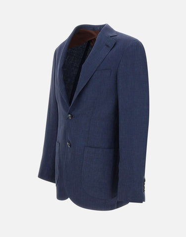 BARBA Blazer Jimmy in lino, lana e seta BLUE Uomo 