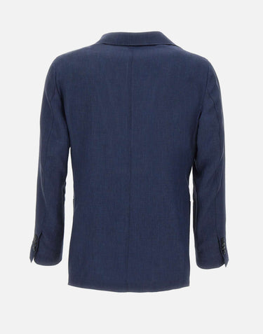 BARBA Blazer Jimmy in lino, lana e seta BLUE Uomo 