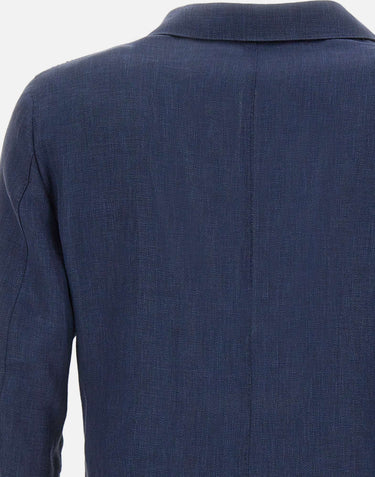 BARBA Blazer Jimmy in lino, lana e seta BLUE Uomo 