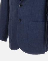 BARBA Blazer Jimmy in lino, lana e seta BLUE Uomo 