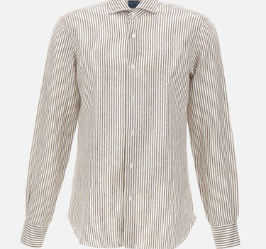 BARBA Camicia in lino a righe MULTICOLOR Uomo 
