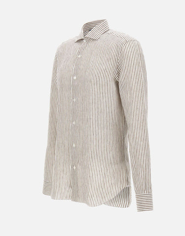 BARBA Camicia in lino a righe MULTICOLOR Uomo 