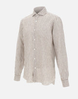 BARBA Camicia in lino a righe MULTICOLOR Uomo 