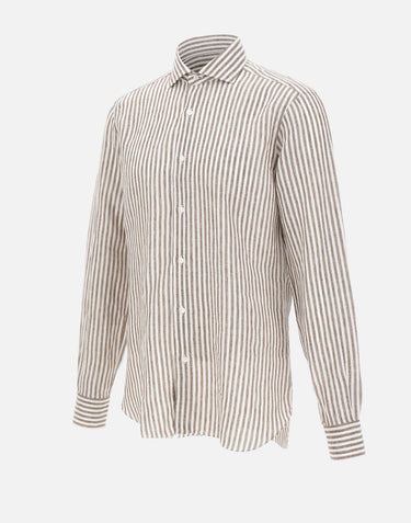 BARBA Camicia in lino a righe MULTICOLOR Uomo 