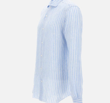BARBA Camicia in lino a righe Light Blue Uomo 
