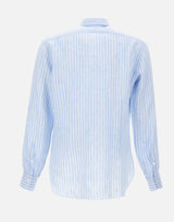 BARBA Camicia in lino a righe Light Blue Uomo 