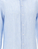 BARBA Camicia in lino a righe Light Blue Uomo 