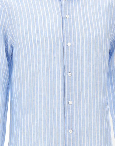 BARBA Camicia in lino a righe Light Blue Uomo 