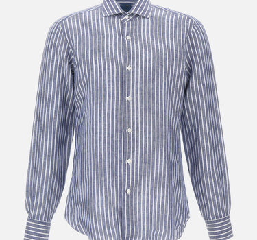 BARBA Camicia in lino a righe BLUE Uomo 