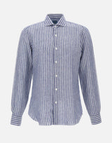BARBA Camicia in lino a righe BLUE Uomo 