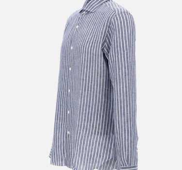 BARBA Camicia in lino a righe BLUE Uomo 