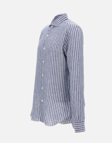 BARBA Camicia in lino a righe BLUE Uomo 