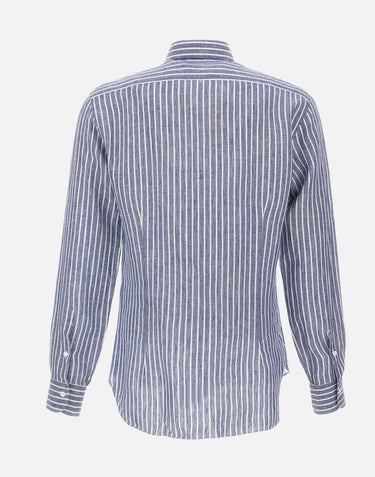 BARBA Camicia in lino a righe BLUE Uomo 