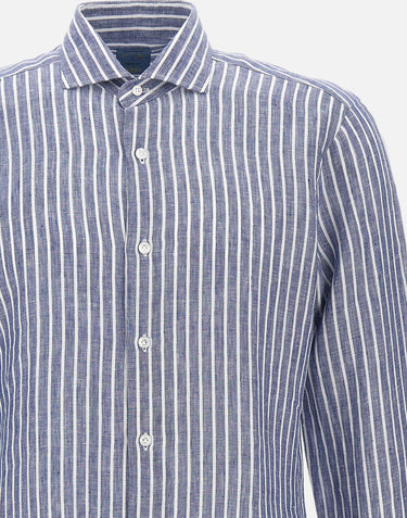 BARBA Camicia in lino a righe BLUE Uomo 