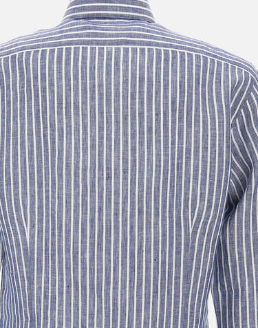BARBA Camicia in lino a righe BLUE Uomo 