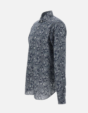 BARBA Camicia con stampa paisley BLUE Uomo 