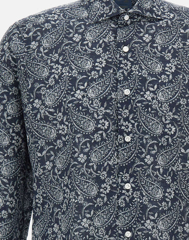 BARBA Camicia con stampa paisley BLUE Uomo 