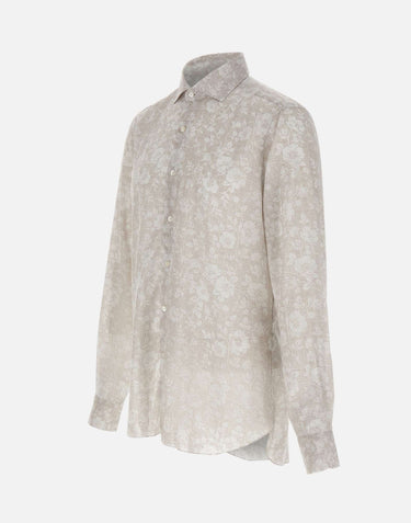 BARBA Camicia con stampa floreale BEIGE Uomo 