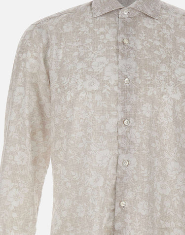 BARBA Camicia con stampa floreale BEIGE Uomo 