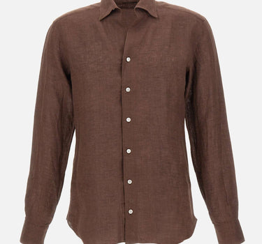 BARBA Camicia in lino BROWN Uomo 