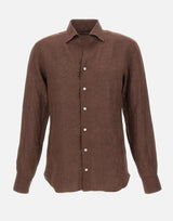 BARBA Camicia in lino BROWN Uomo 