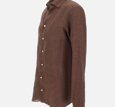 BARBA Camicia in lino BROWN Uomo 
