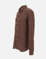 BARBA Camicia in lino BROWN Uomo 