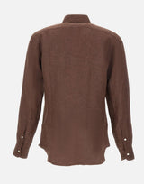 BARBA Camicia in lino BROWN Uomo 