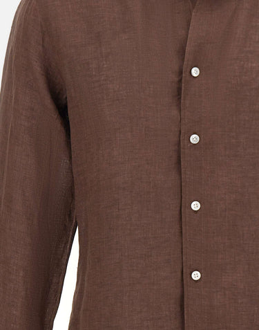 BARBA Camicia in lino BROWN Uomo 