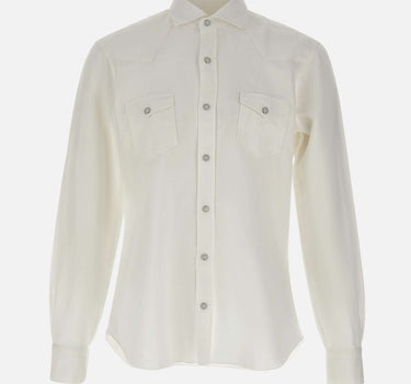 BARBA Camicia in misto cotone con taschini WHITE Uomo 
