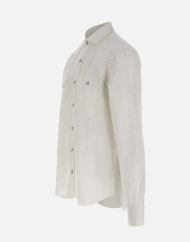 BARBA Camicia in misto cotone con taschini WHITE Uomo 