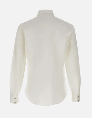 BARBA Camicia in misto cotone con taschini WHITE Uomo 