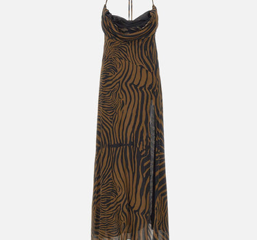BLUMARINE Abito lungo in chiffon con stampa zebrata MULTICOLOR Donna 